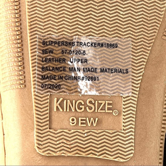 KINGSIZE Men's SUEDE TRACKER SLIPPERS Tan- Size 9 EW - Picture 7 of 8